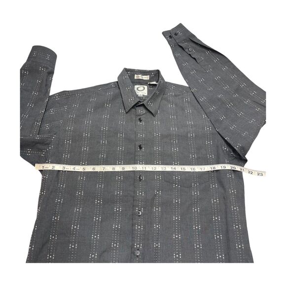 Oaktree Dress Shirt Men's Medium (15-15.5) Gray Printed Polyester Classic Formal - Picture 5 of 7